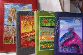 Handmade notebook covers with unique textile embellishment